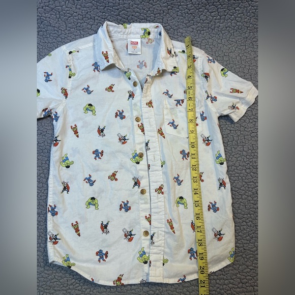 Marvel Jumping Beans Button Up T Shirt Boys Size 7 White Graphic Print - Picture 6 of 8